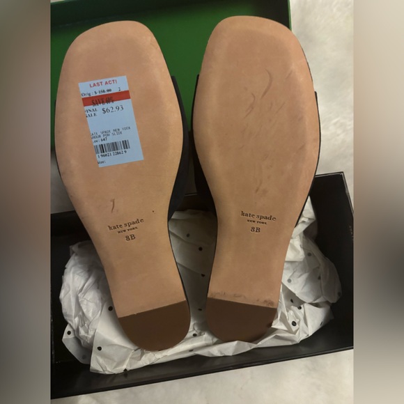 Kate Spade Black Mules with Pom Pom Detail - Picture 2 of 7